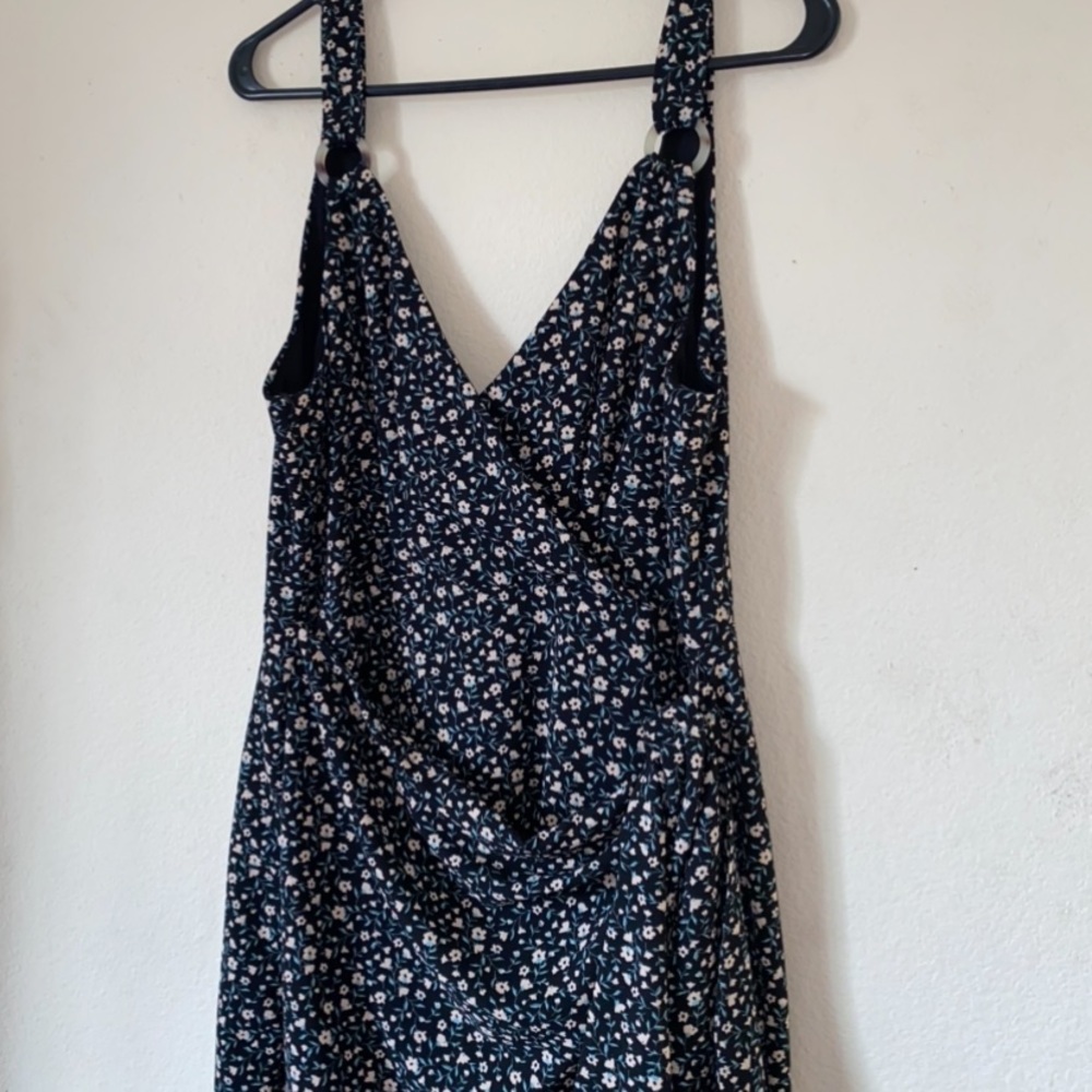 Midi floral black wrap dress revamped